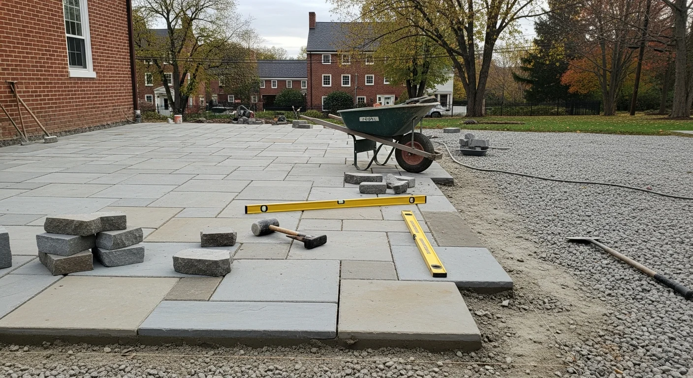 Hardscape installation with patios, walkways, and retaining walls