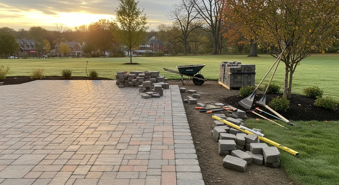 Custom landscape design and installation with hardscaping and plantings