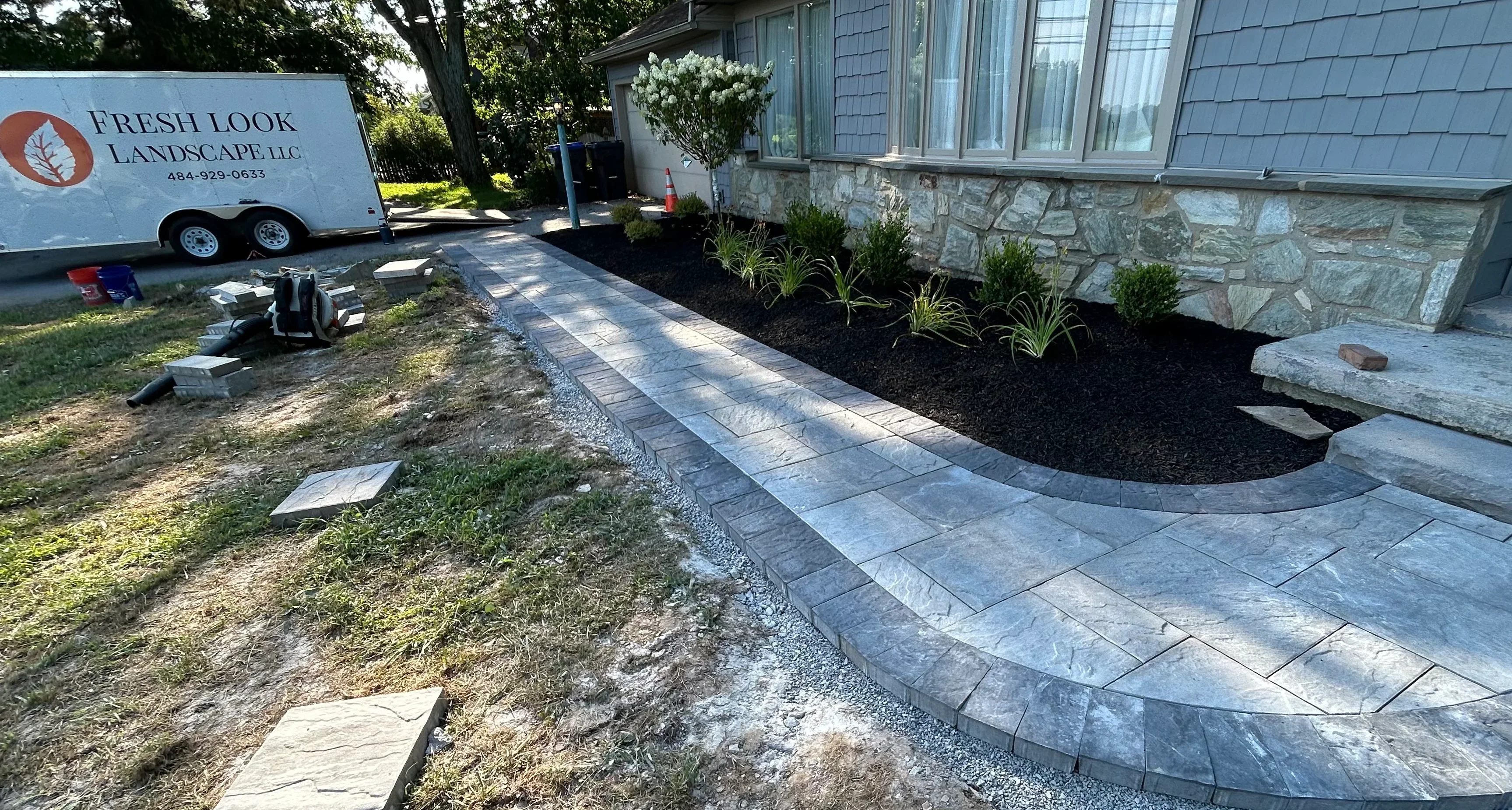Paver Walkway and Planting Bed Installation