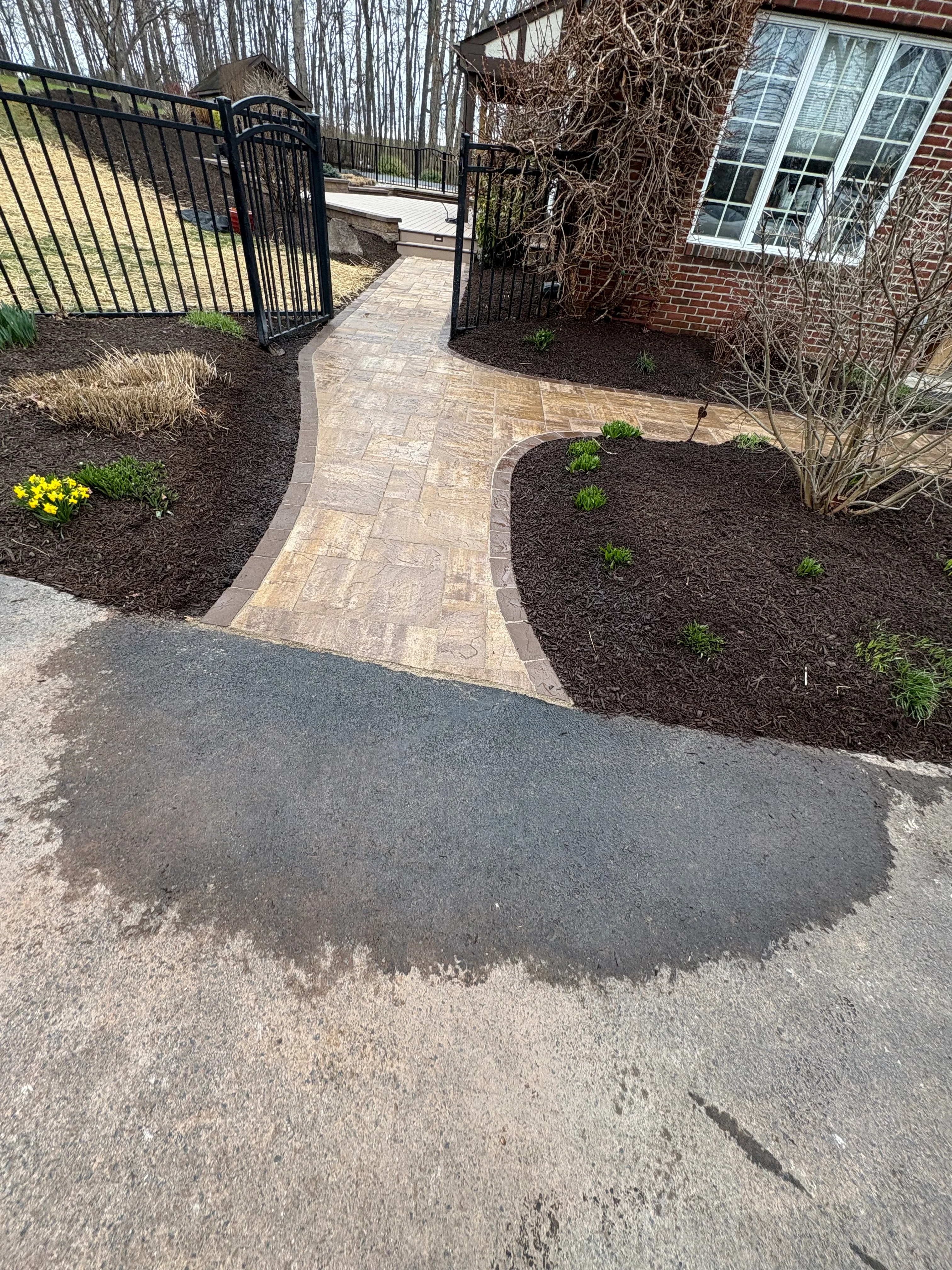 Paver Walkway with Landscape Beds