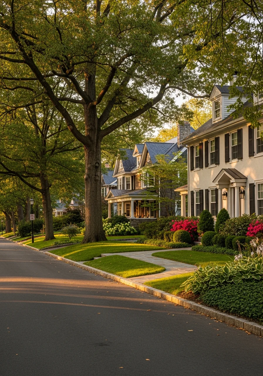 Typical West Chester residential neighborhood with tree-lined street and varied home styles.